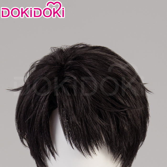 【Ready For Ship】DokiDoki Game Love And Deepspace Cosplay Caleb Wig / Necklace / Bracelet Short Straight Black Brown Hair Mullet Cosmic Horizon Wolf Cut