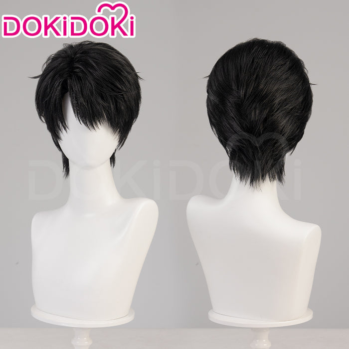 【Ready For Ship】DokiDoki Game Love And Deepspace Cosplay Caleb Wig / Necklace / Bracelet Short Straight Black Brown Hair Mullet Cosmic Horizon Wolf Cut