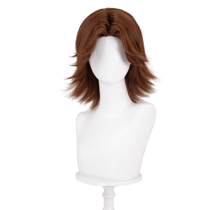 【Ready For Ship】DokiDoki Game Mouthwashing Cosplay Daisuke Wig Short Straight Middle Part Brown Hair