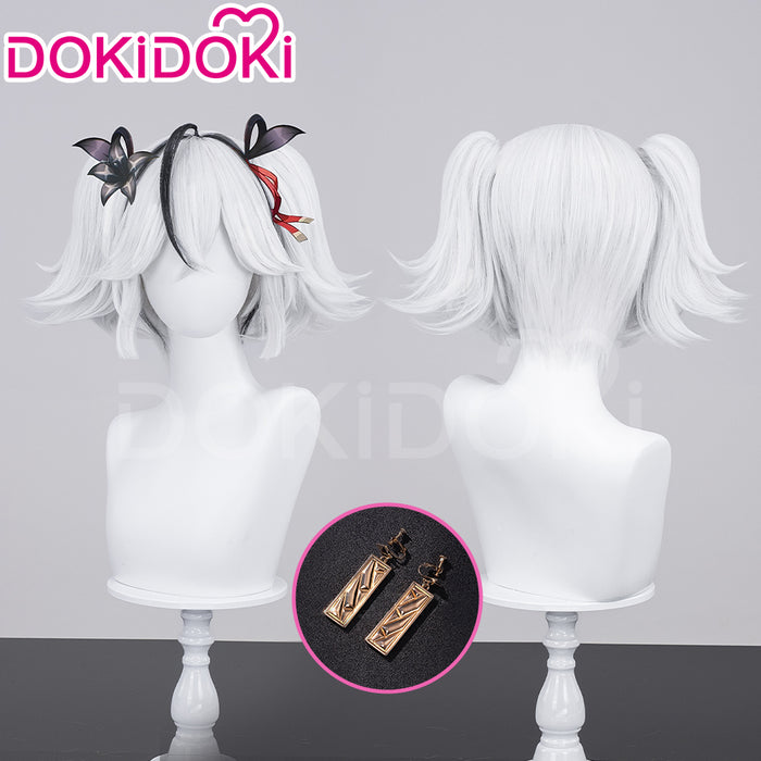 【Ready For Ship】DokiDoki Game Wuthering Waves Cosplay Camellya Wig / Ear Clips Short Straight White Black Hair