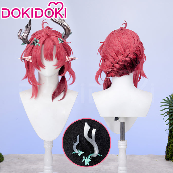 【Ready For Ship】DokiDoki Game Wuthering Waves Cosplay Ciaccona Wig Short Curly Red Hair / Hair Accessory