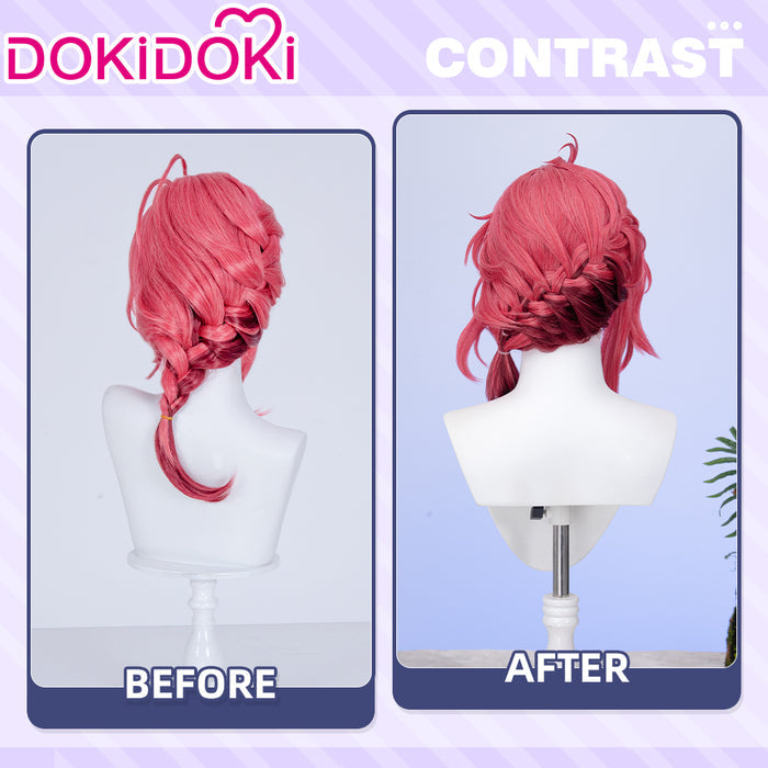 【Ready For Ship】DokiDoki Game Wuthering Waves Cosplay Ciaccona Wig Short Curly Red Hair / Hair Accessory