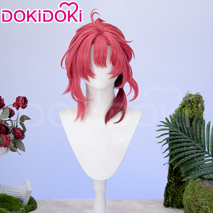 【Ready For Ship】DokiDoki Game Wuthering Waves Cosplay Ciaccona Wig Short Curly Red Hair / Hair Accessory