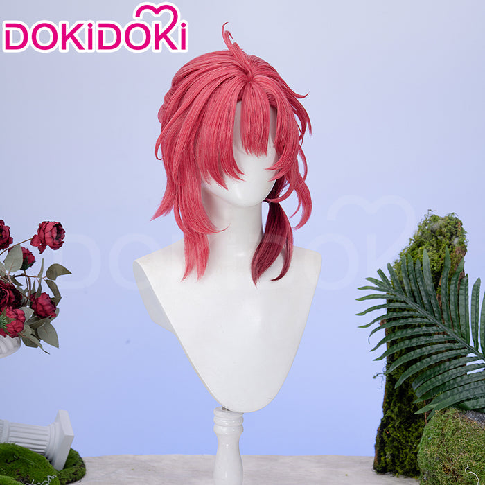 【Ready For Ship】DokiDoki Game Wuthering Waves Cosplay Ciaccona Wig Short Curly Red Hair / Hair Accessory