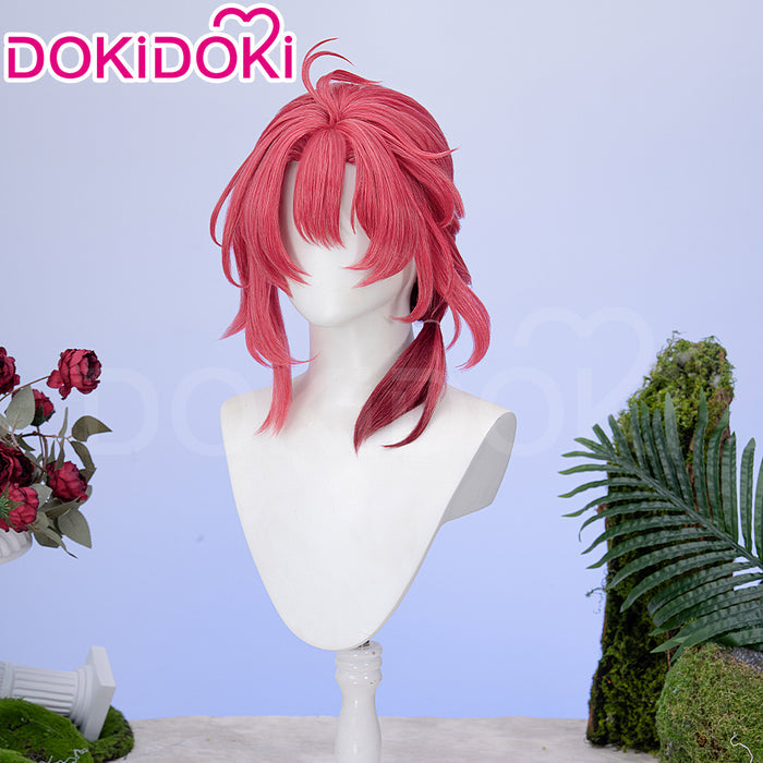 【Ready For Ship】DokiDoki Game Wuthering Waves Cosplay Ciaccona Wig Short Curly Red Hair / Hair Accessory