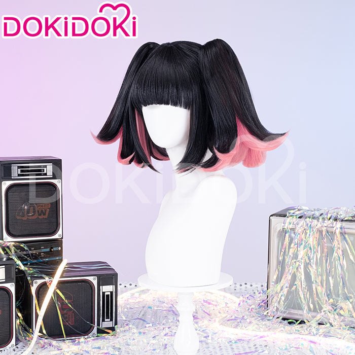【Ready For Ship】DokiDoki Game Zenless Zone Zero Cosplay Nangong Yu Wig Angels of Delusion Short Straight Black Pink Double Tail Hair  ZZZ Nan Gong Yu