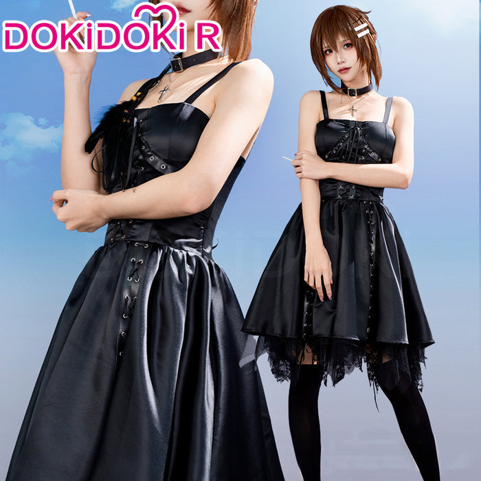 【Ready For Ship】DokiDoki-R Game Wonderful Everyday ~Diskontinuierliches Dasein~ Cosplay Minakami Yuki Costume Black Dress