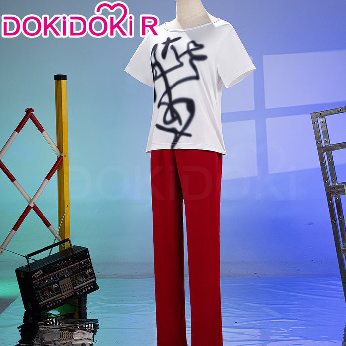 【Ready For Ship】【Last Batch】【Size XS-3XL】DokiDoki-R Music Video Cosplay Costume White T-shirt Red Pants R2