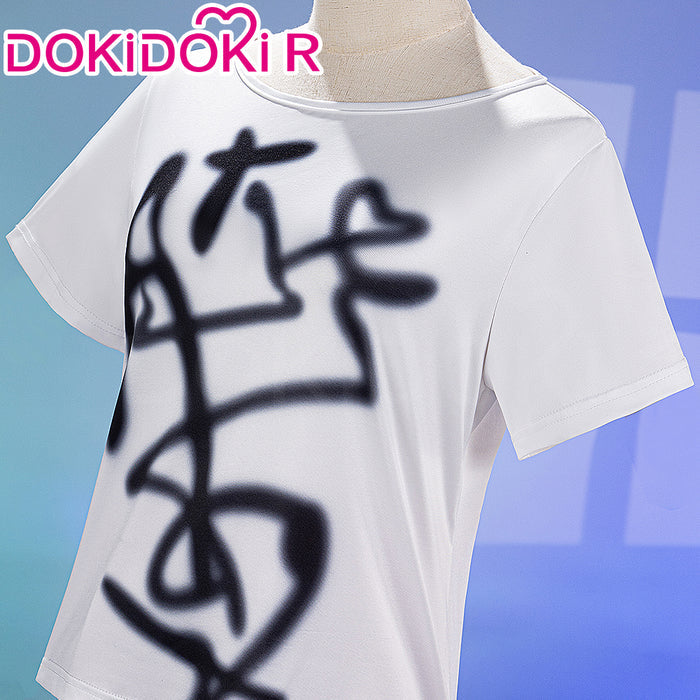 【Ready For Ship】【Last Batch】【Size XS-3XL】DokiDoki-R Music Video Cosplay Costume White T-shirt Red Pants R2