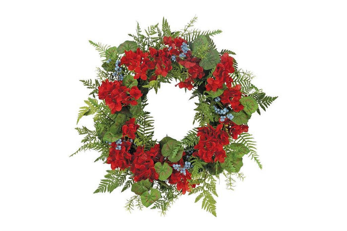Red Geranium Berry Wreath