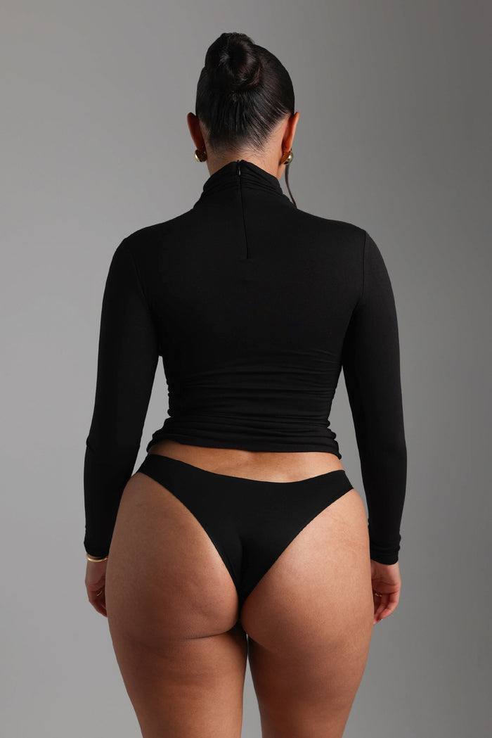 Refined Long Sleeve Turtleneck T-Shirt - Black