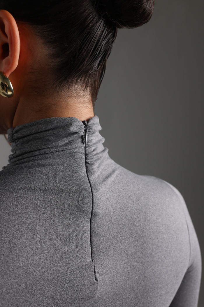 Refined Long Sleeve Turtleneck T-Shirt - Stone Gray