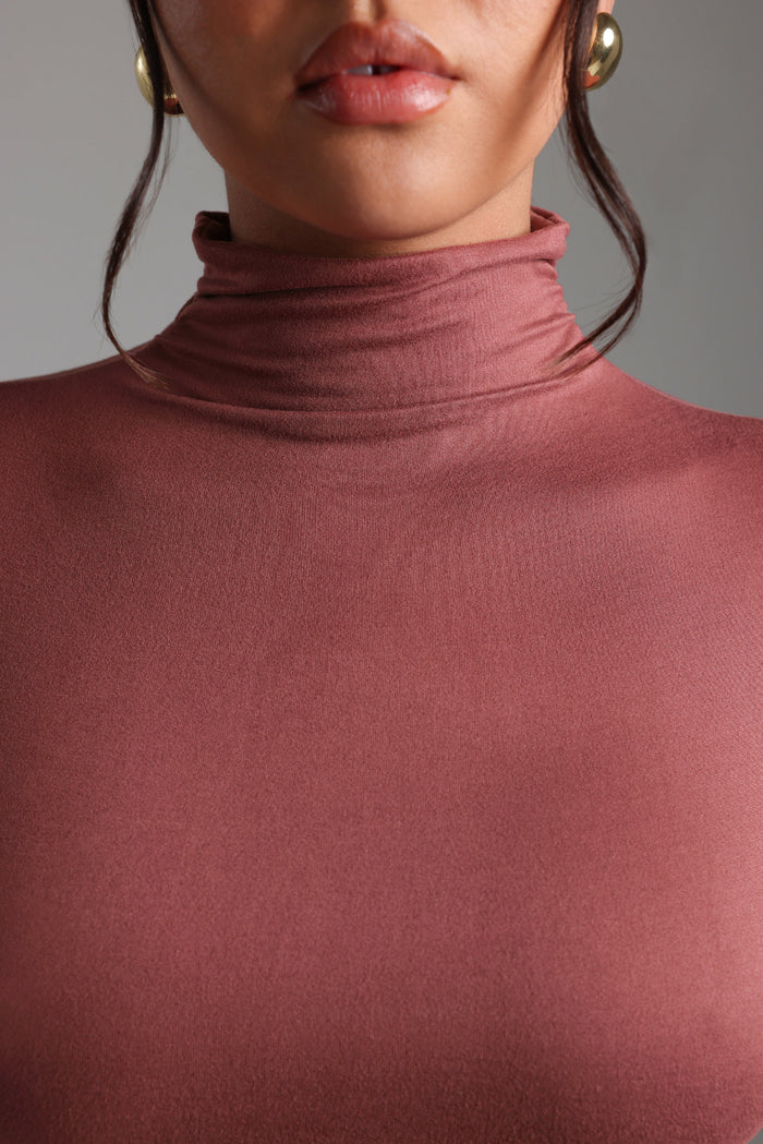 Refined Long Sleeve Turtleneck T-Shirt - Vintage Berry