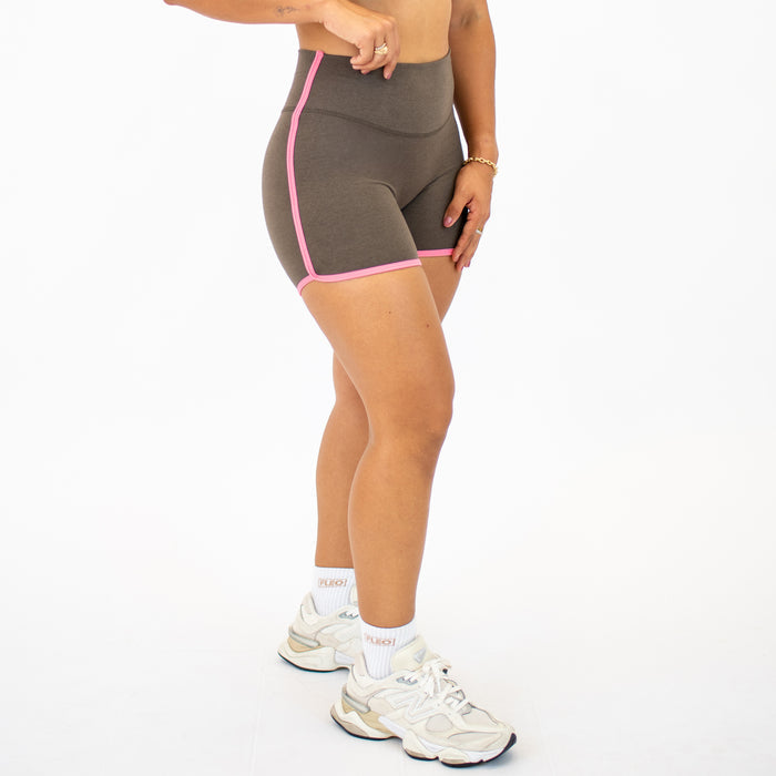 Heather Mocha/ Rosy Future Retro Spandex Shorts -4