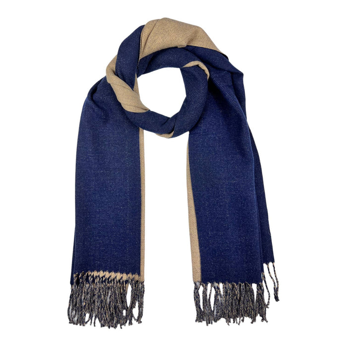 Reversible two tone coloured plain cashmere blend scarf: Teal