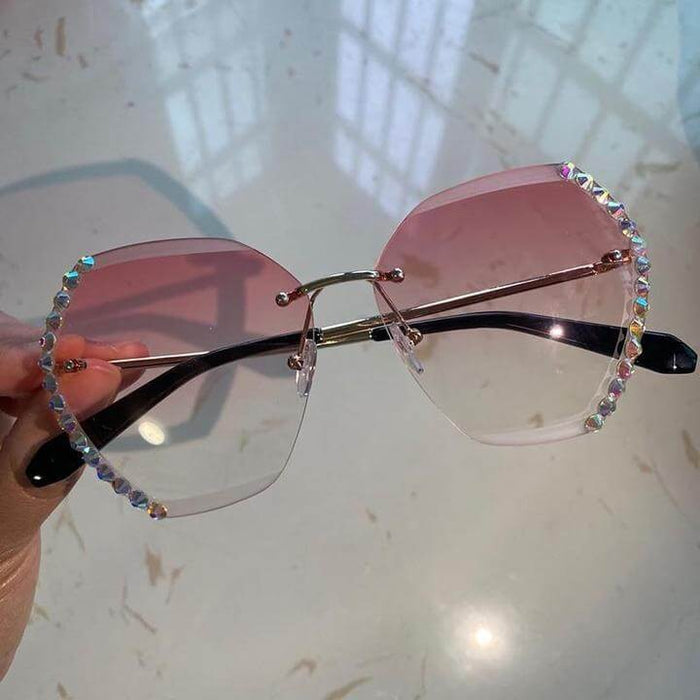 Rimless Rhinestone Sunglasses