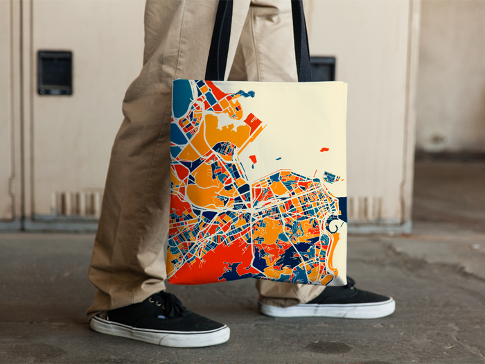 Rio de Janeiro Map Tote Bag - Gift Map Tote Bag 15x15