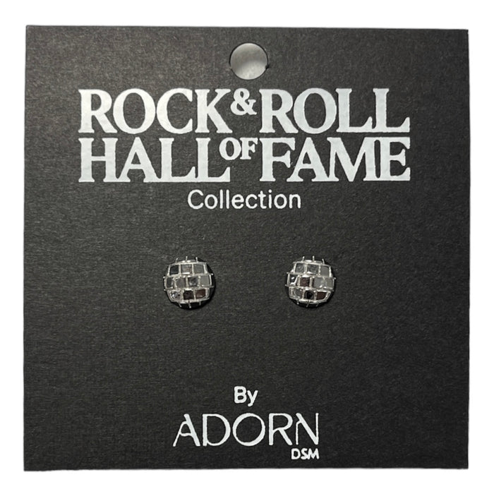 SILVER DISCO BALL STUD EARRINGS