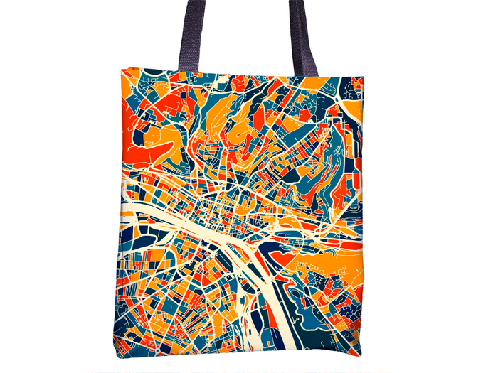 Rouen Map Tote Bag - Normandy Map Tote Bag 15x15