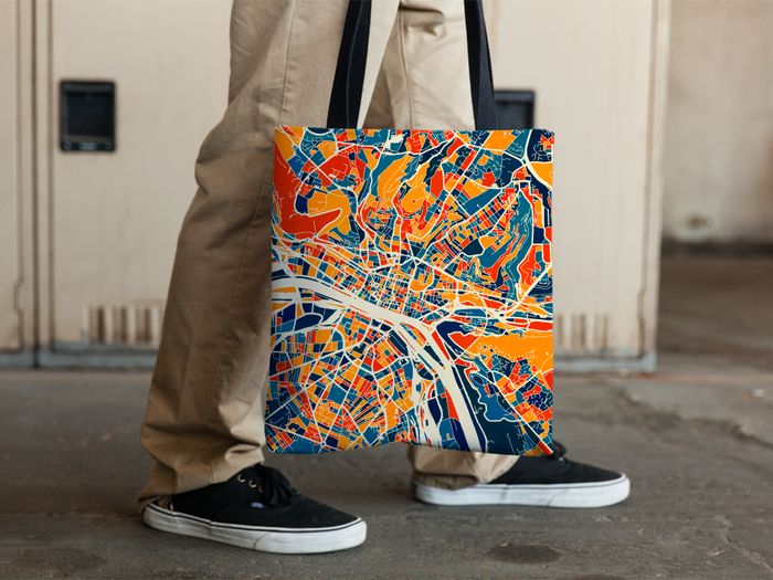 Rouen Map Tote Bag - Normandy Map Tote Bag 15x15