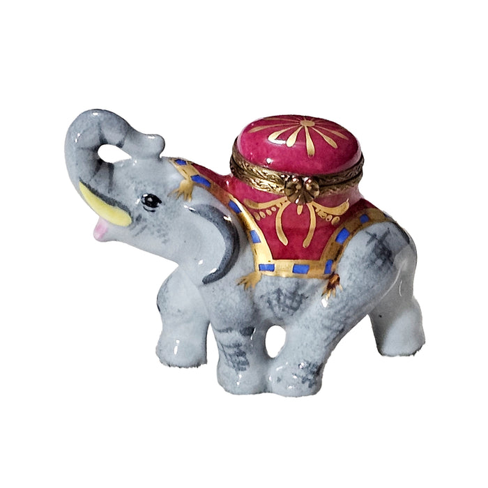Trunk Up Royal Elephant Box Porcelain Limoges wild animal French Trinket Box