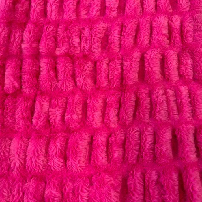 Hot Pink Stone Embossed Minky Stretch Faux Fur Fabric - Fashion Fabrics LLC