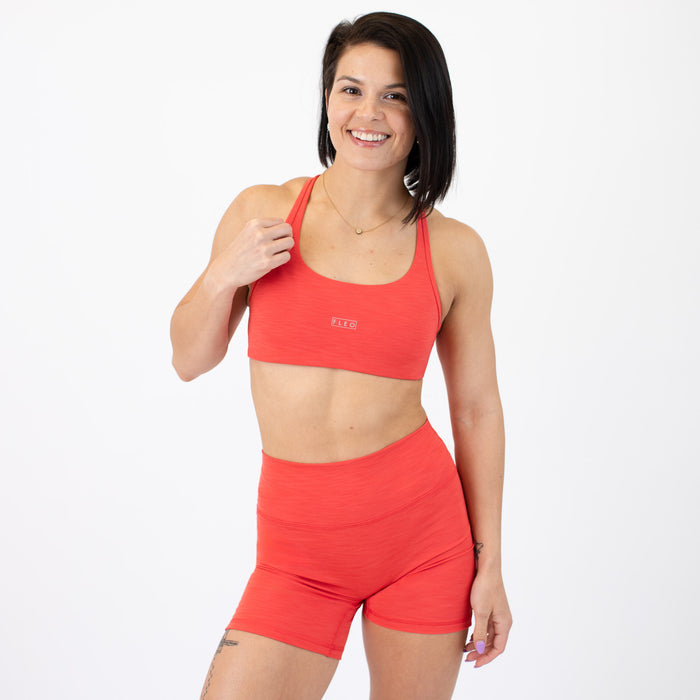 Racerback Sports Bra - Sage in Hibiscus Rib