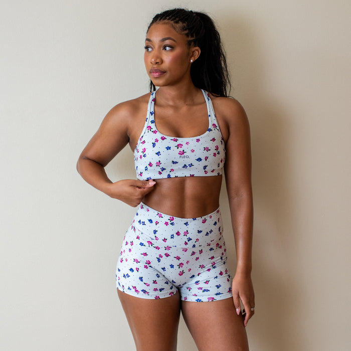 Ditsy Floral Dot Sage Racerback Sports Bra - Medium Support by FLEO - 1
