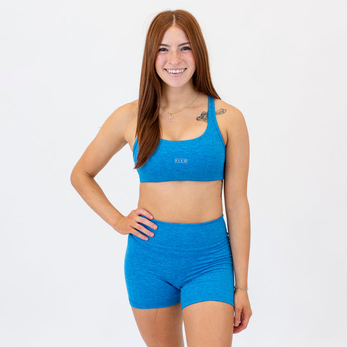 Racerback Sports Bra - Sage in Heather Skydiver