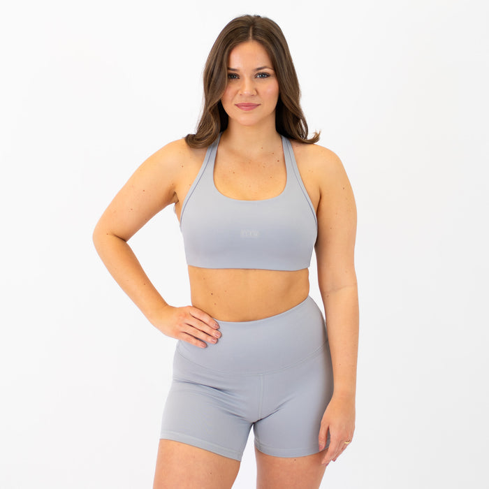 Racerback Sports Bra - Sage in Silver