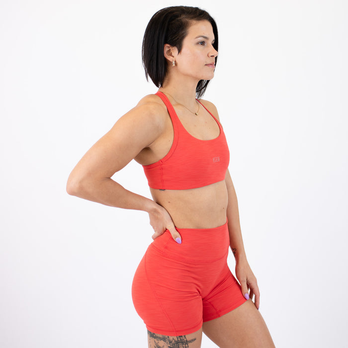 Racerback Sports Bra - Sage in Hibiscus Rib