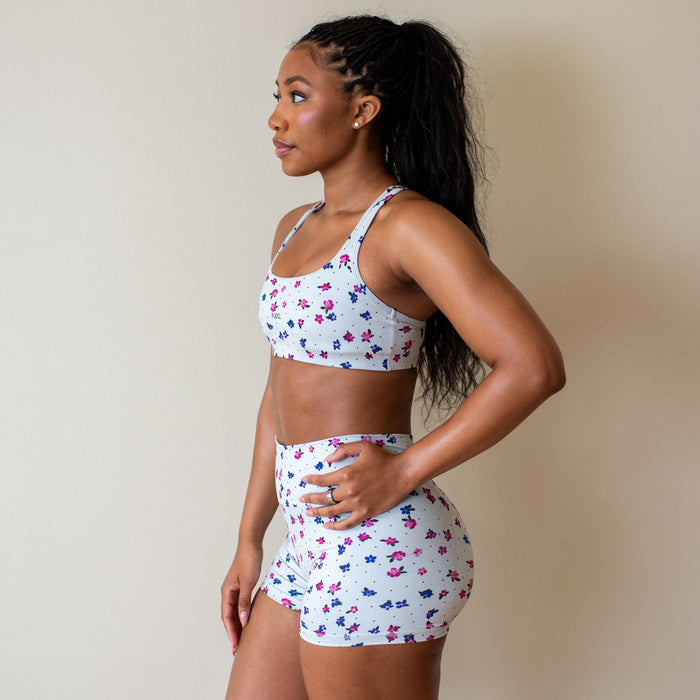 Ditsy Floral Dot Sage Racerback Sports Bra - Medium Support by FLEO - 3