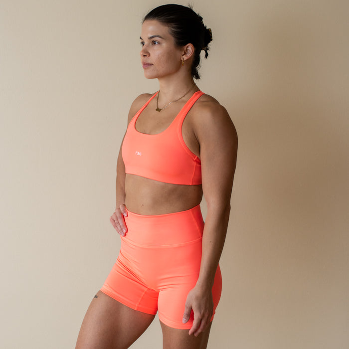 Neon Coral Sage Racerback Sports Bra - Medium Support by FLEO - 4