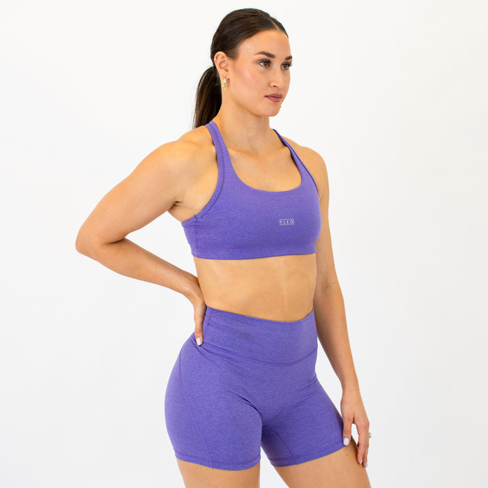 Racerback Sports Bra - Sage in Heather Passion Flower -4