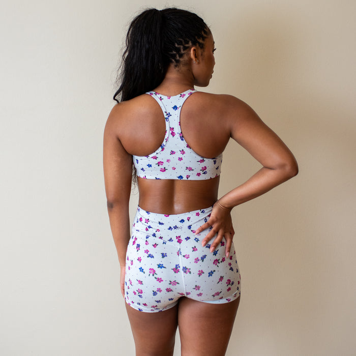 Ditsy Floral Dot Sage Racerback Sports Bra - Medium Support by FLEO - 4