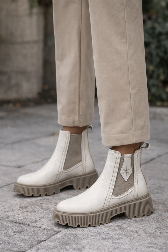 Sala Europe Crema Leather Ripper Boots