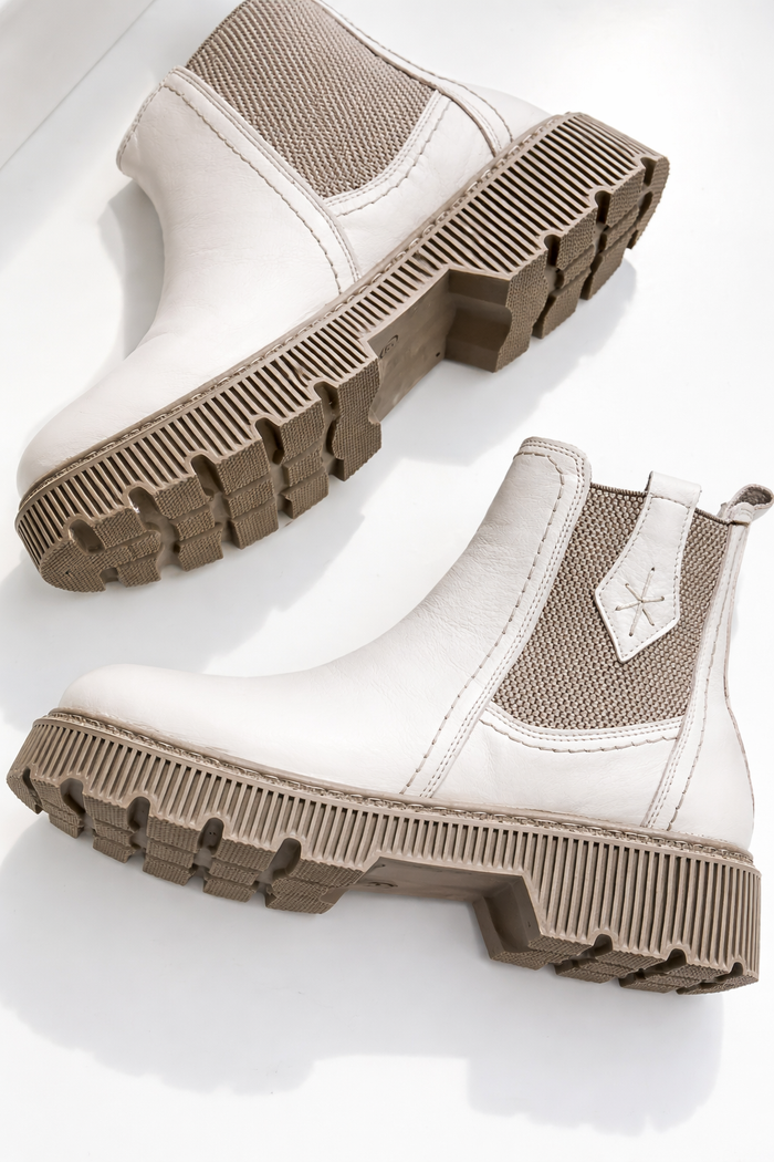 Sala Europe Crema Leather Ripper Boots