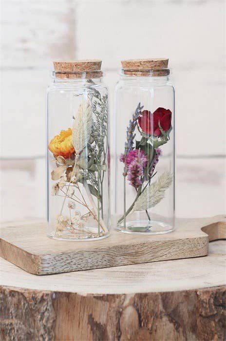 SALE - Dried flowers in Corked Glass