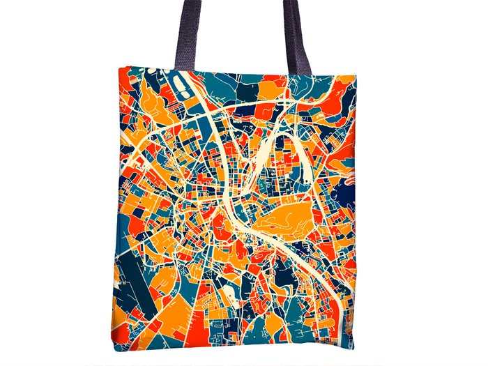 Salzburg Map Tote Bag - Austria Map Tote Bag 15x15