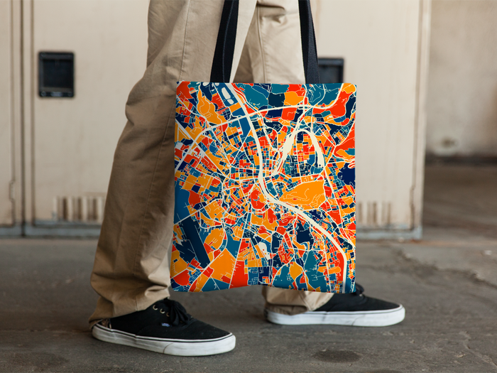 Salzburg Map Tote Bag - Austria Map Tote Bag 15x15