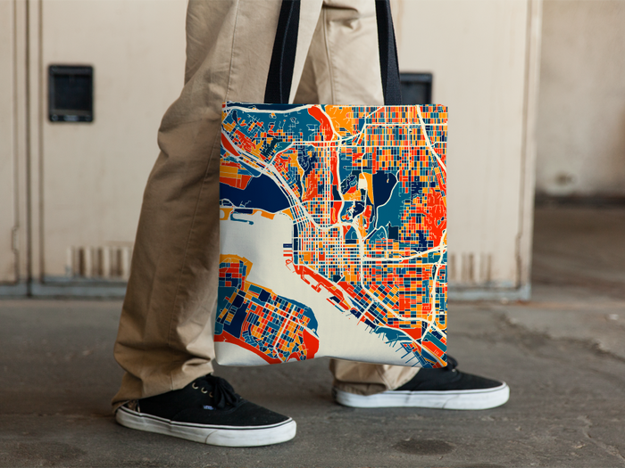 San Diego Map Tote Bag - California Map Tote Bag 15x15