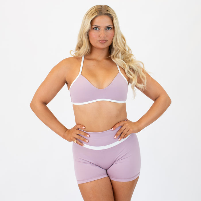 Soft Mauve + White Scout Bralette - Light Support by FLEO - 1