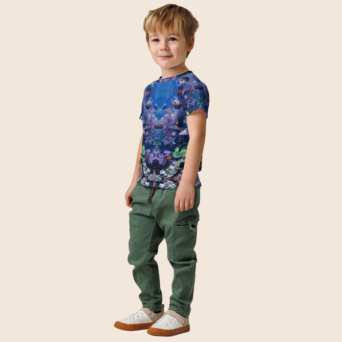 Sea & Fish Print Kids Cotton T-Shirt | All-Over Print