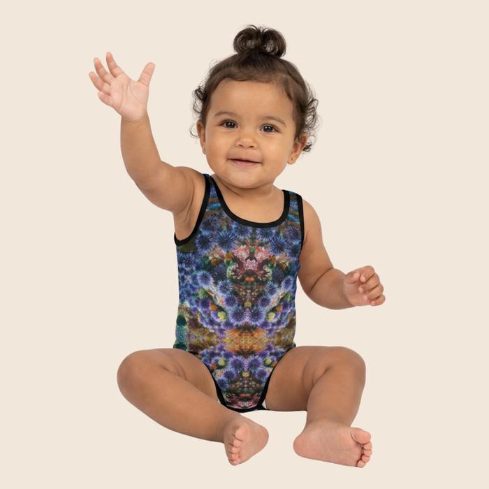 Sea Urchins Print Kids Swimsuit | Purple One-Piece