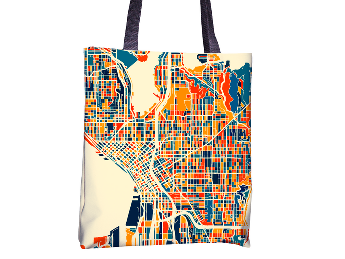 Seattle Map Tote Bag - Washington Map Tote Bag 15x15