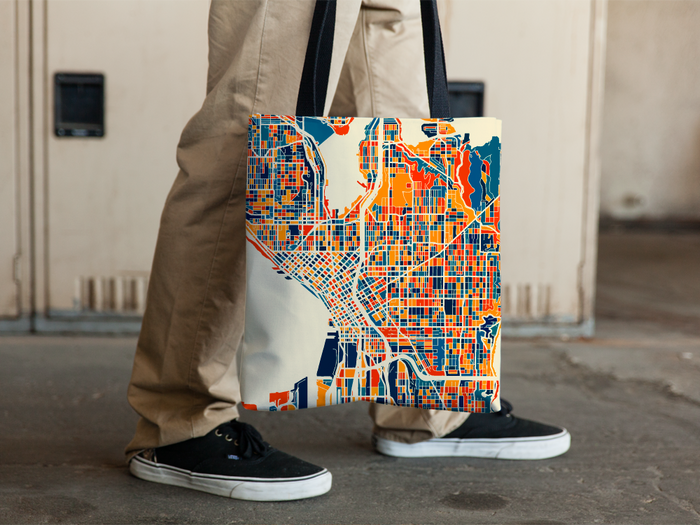 Seattle Map Tote Bag - Washington Map Tote Bag 15x15