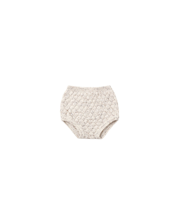 set outfit bubble knit cardigan and bloomers with bonnet - natural confetti