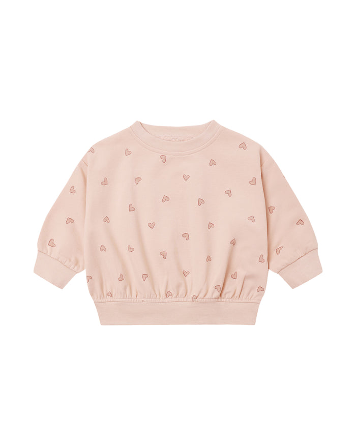 set outfit relaxed hearts sweatshirt and sweatpants - dusty rose