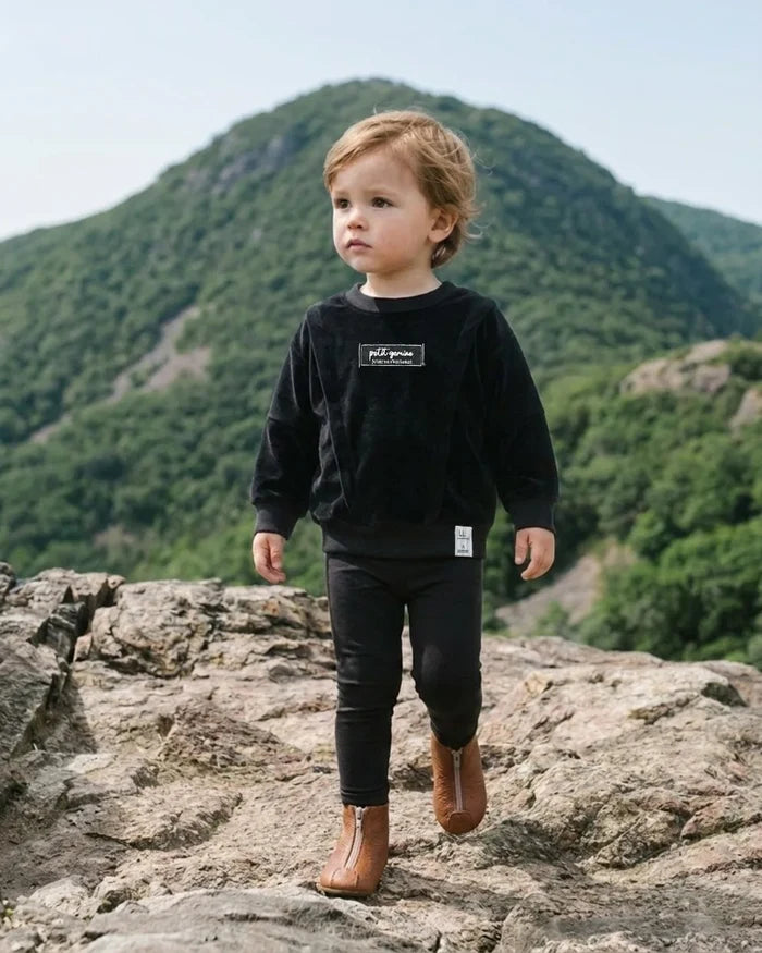 set outfit velour sweatshirt and leggings - black