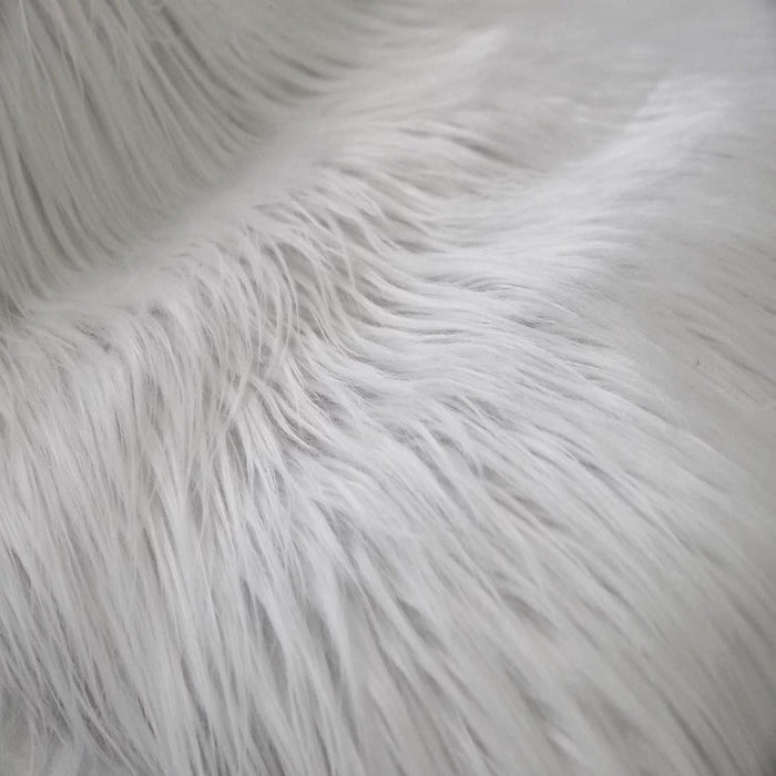 White Shaggy Long Pile Faux Fur Fabric (4") - Fashion Fabrics LLC